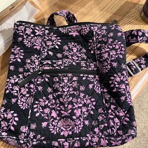 Floral Black and Purple Quilted Crossbody Purse